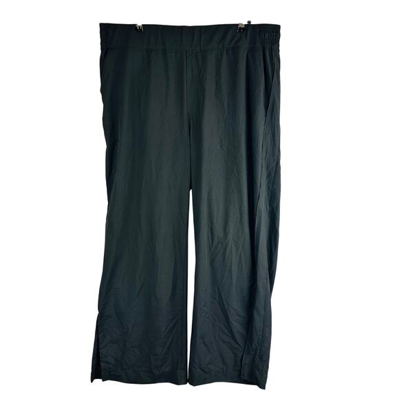 Old Navy Womans XXL Tall Pants Stretch Tech Pull On Black Wide Leg Split Ankle - Picture 1 of 10